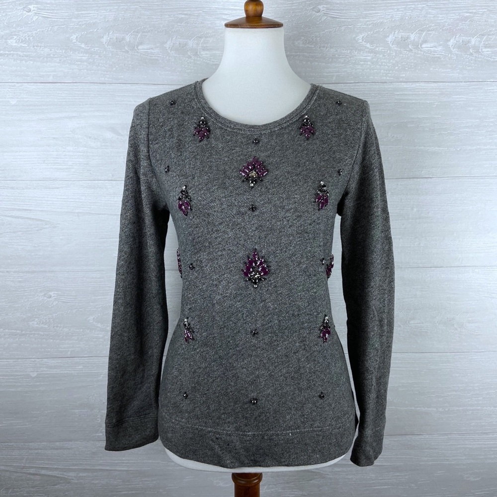 EUC Ann Taylor LOFT Embellished Sweatshirt - Picture 3 of 8